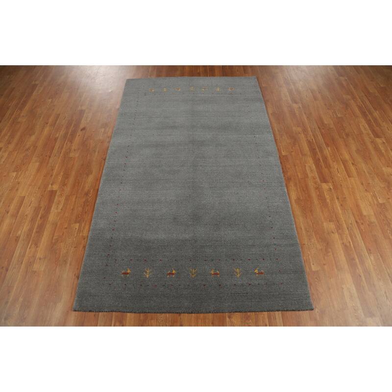 Tribal Gray Gabbeh Indian Area Rug Handmade Wool Carpet - 4'9" x 7'10"