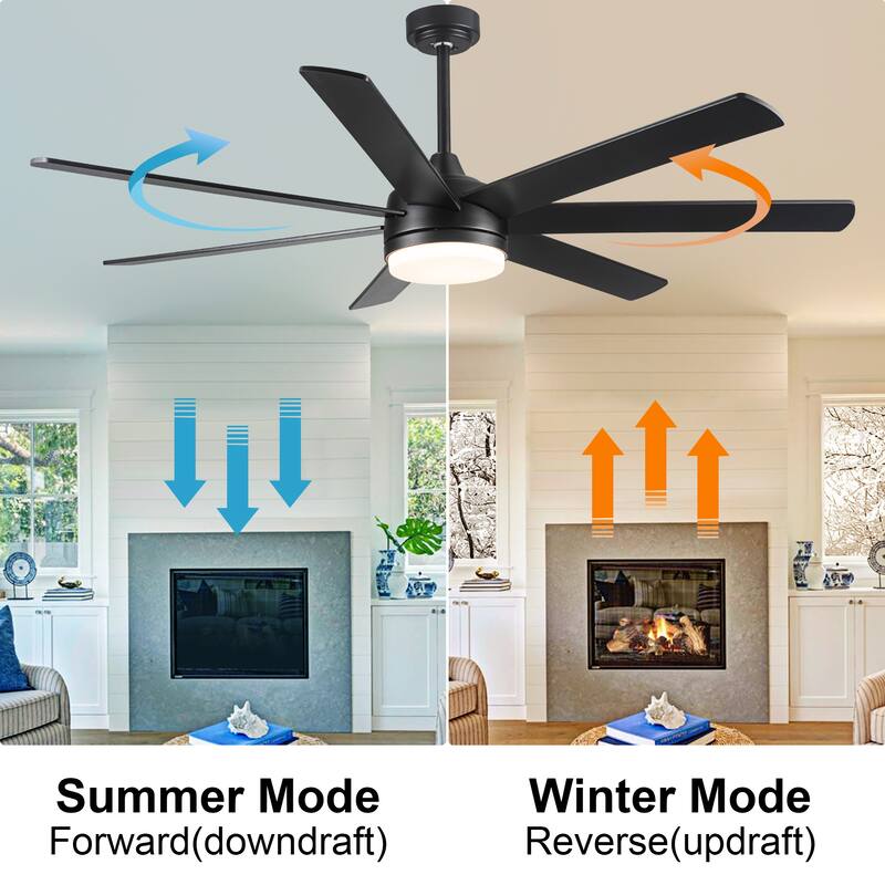 Dual-Tone Wood Blades Ceiling Fan Light with Dimmable 3-Color LED & 6-Speed Remote Control, Timer and Memory Function