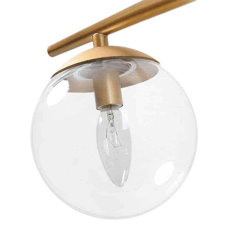 Mid-century Gold 3-Light Clear Glass Linear Vanity Light