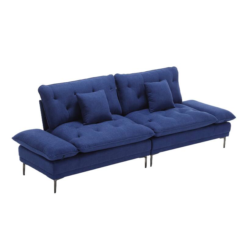 Modern upholstered loveseat couches with metal feet - N/A