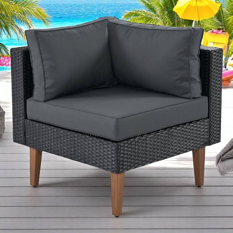 4-Piece Outdoor Wicker Sofa Set with Coffee Table, Waterproof and Rattan Patio Conversation Set with Cushions and Pillows