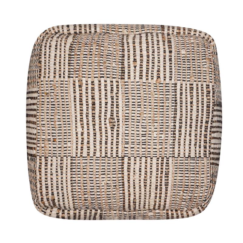 Sevita Natural/Cream Geometric Cotton/Jute Cube Pouf