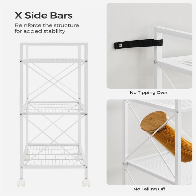 3-Tier Metal Storage Rack with Wheels