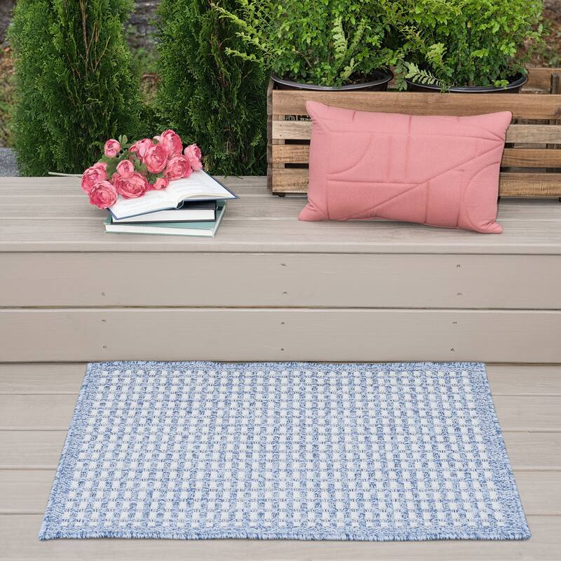 Dennis Coastal Windowpane Indoor/Outdoor Area Rug