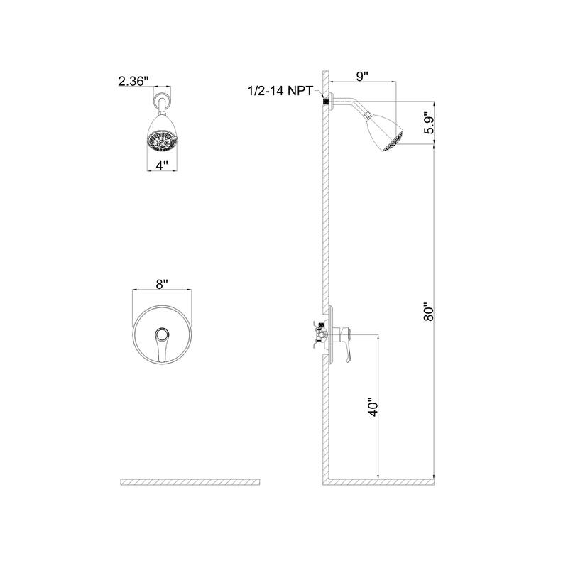 GIVINGTREE Single-Handle 8-Spray Shower Faucet (Valve Included)