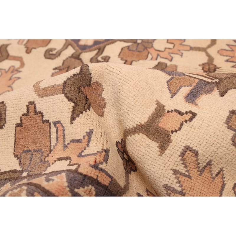 ECARPETGALLERY Hand-knotted Finest Kargahi Ivory Wool Rug - 6'1 x 9'3