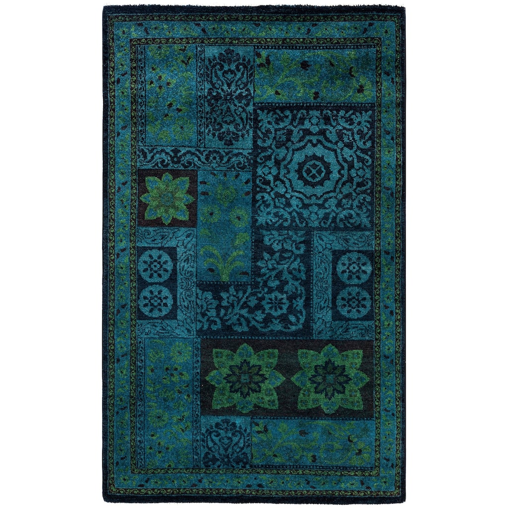Overdyed One-of-a-Kind Hand-Knotted Area Rug - Black - 3' 2" x 5' 3"
