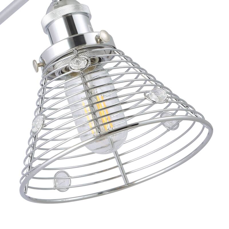 10-inch 1-Light Chrome Swing Arm Wall Sconce with Crystal Shade