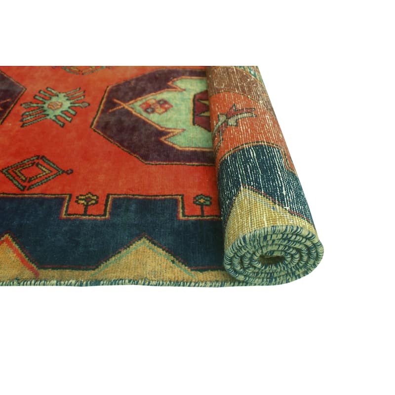 Fine Vintage Distressed Raushan Red/Navy Runner - 3'0" x 9'11"