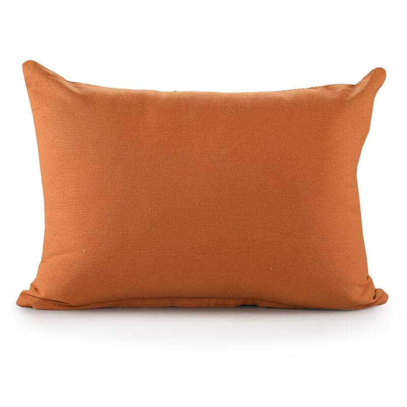 HomeRoots 14" X 20" Orange Geometric Cotton Lumbar Throw Pillow