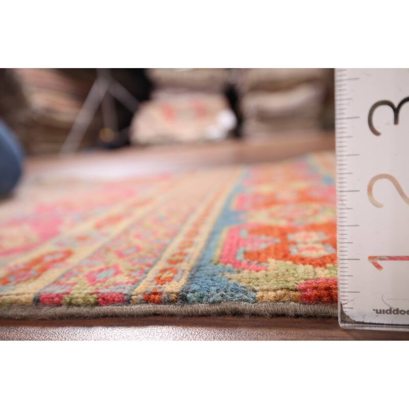 Geometric Kazak Oriental Foyer Rug Handmade Yellow Wool Carpet - 2'0" x 3'0"