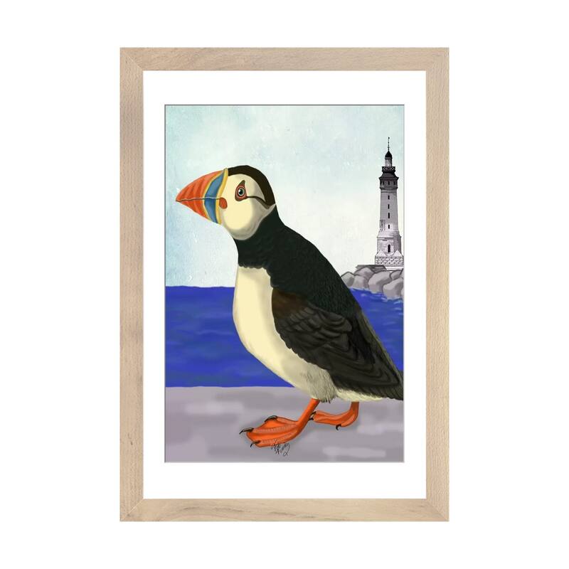 iCanvas "Puffin On The Quay" by Fab Funky - Natural - 24x16x1