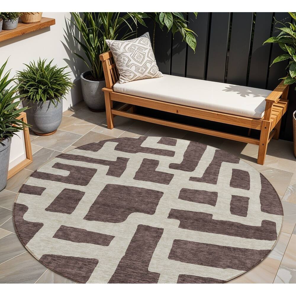 HomeRoots Abstract Transitional Rectangle Outdoor Rug
