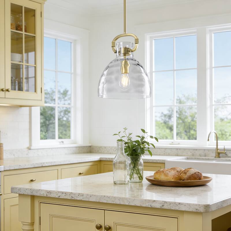 Skystar 1 - Light Single Pendant With Clear Hammered Glass Shade