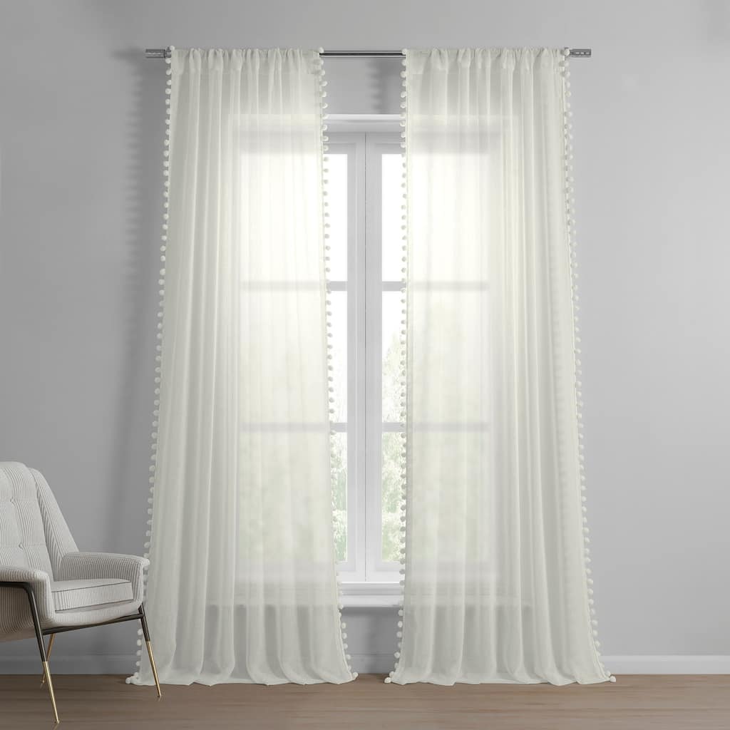 Exclusive Fabrics Borla Patterned Faux Linen Sheer Curtain (1 Panel)