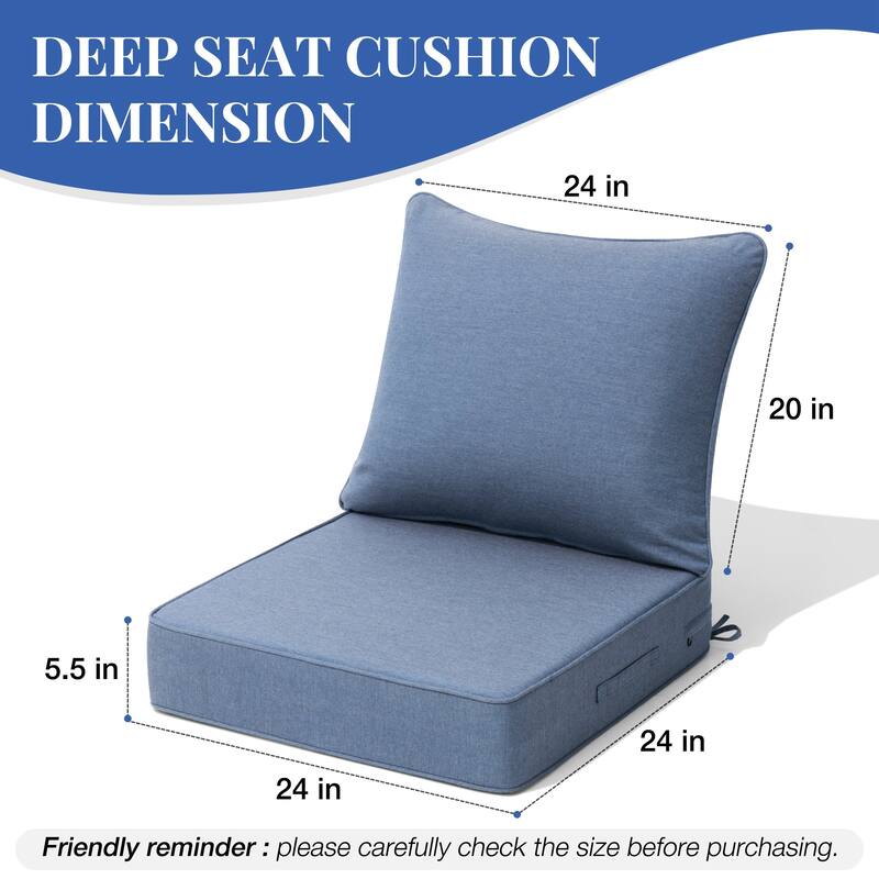 24''Wx24''Dx5.5''in Patio Sunbrella Outdoor Seat Cushions Set (Seat & Back) - SpectrumDenim - 1PC