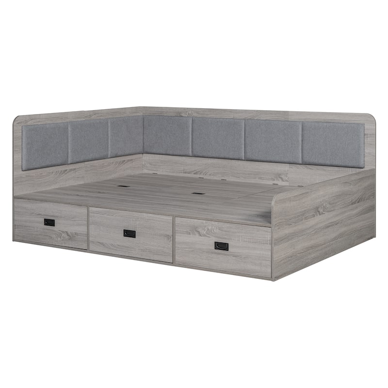 Modern Style Daybed with Three Drawers and Three Storage Compartments for Bedroom
