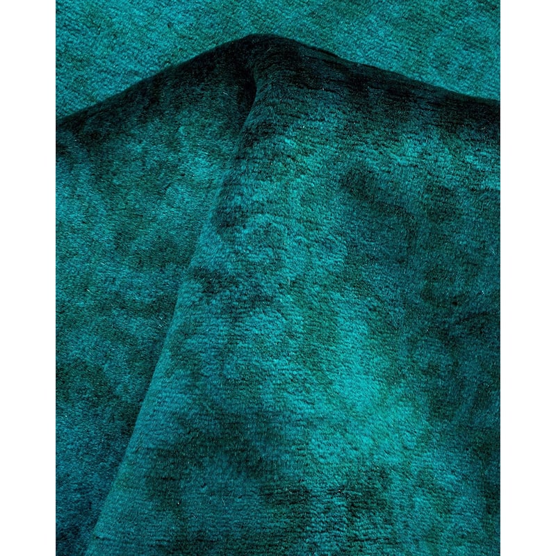 Overton Hand Knotted Wool Vintage Inspired Modern Contemporary Overdyed Blue Runner Rug - 2' 7" x 17' 9"