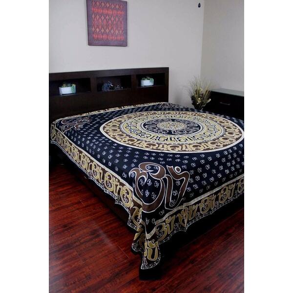 Shop Handmade Cotton Mandala Om Print Tapestry Wall Hanging Throw