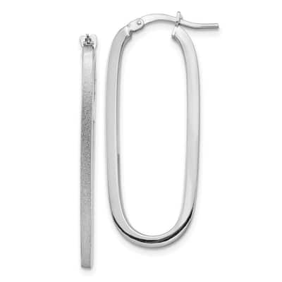 Curata 14k White Gold Polished Oval Hoop Earrings - 37.89x15.08mm