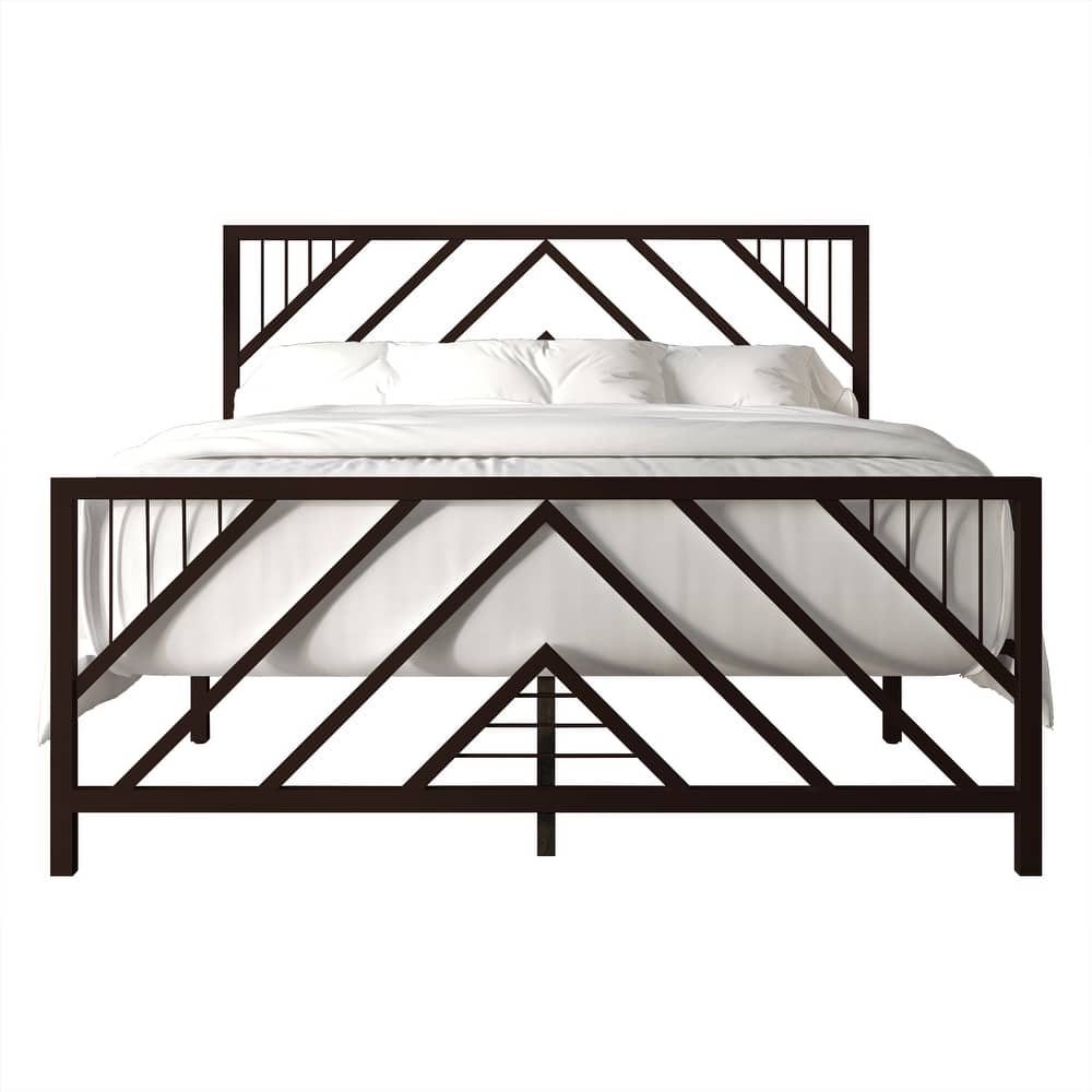 CraftPorch Classic Geometric Slat Metal Platform Bed