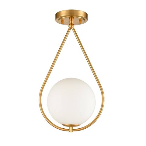 Sardignia Modern Flush Mount Ceiling Light w/ Globe Ivory Glass Shade