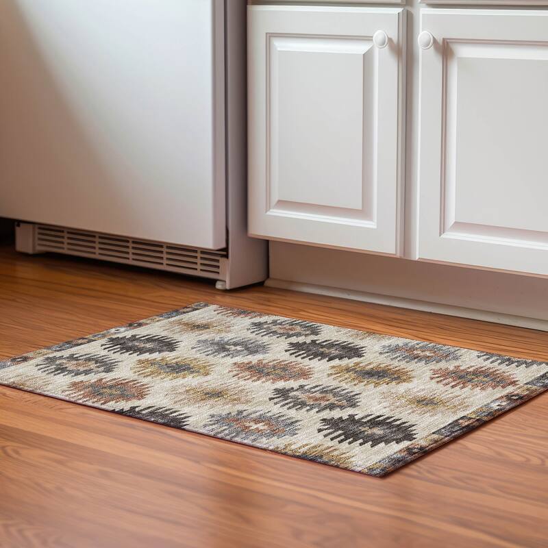 Premium Washable Super Soft Southwest Global Mayfield Rug - Beige - 1'8" x 2'6"