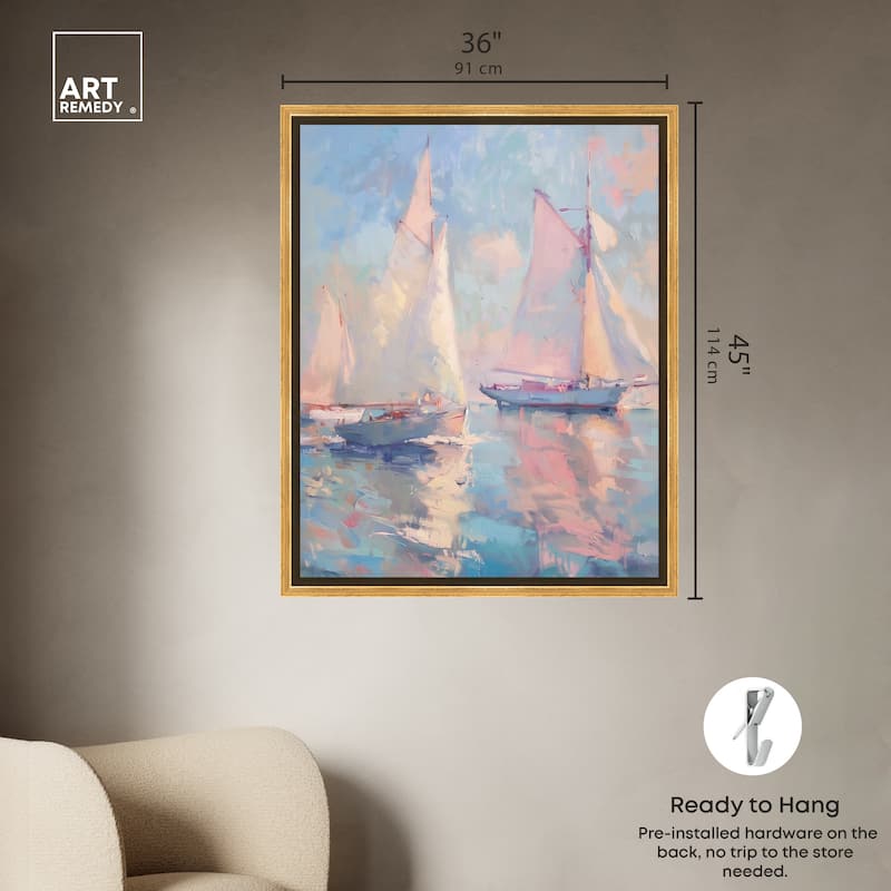 Art Remedy Set Sail Framed Sailing 1 Piece Canvas Wall Art