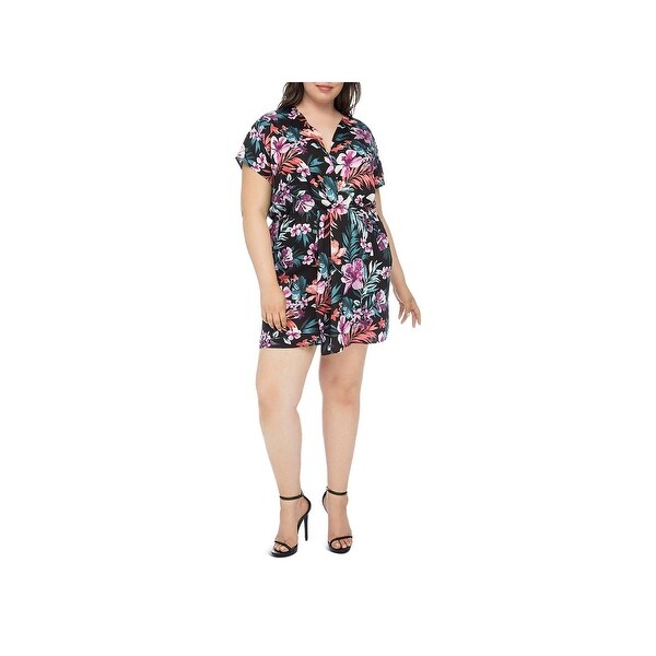 Bobeau Womens Plus Aniyah Wrap Dress Floral Gathered