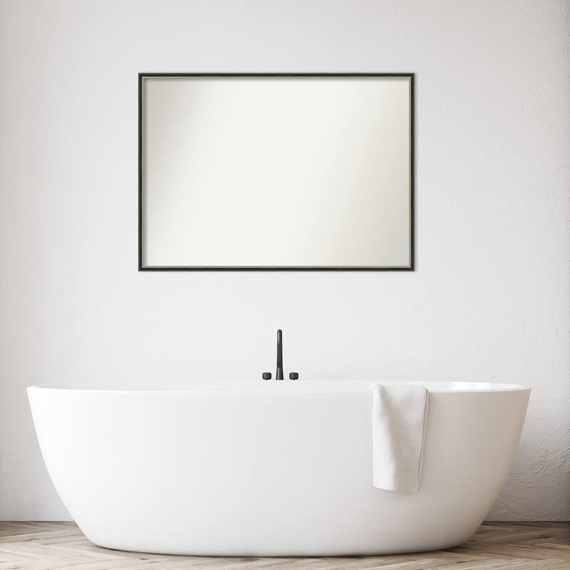 Theo Narrow Non-Beveled Wood Framed Bathroom Vanity Wall Mirror