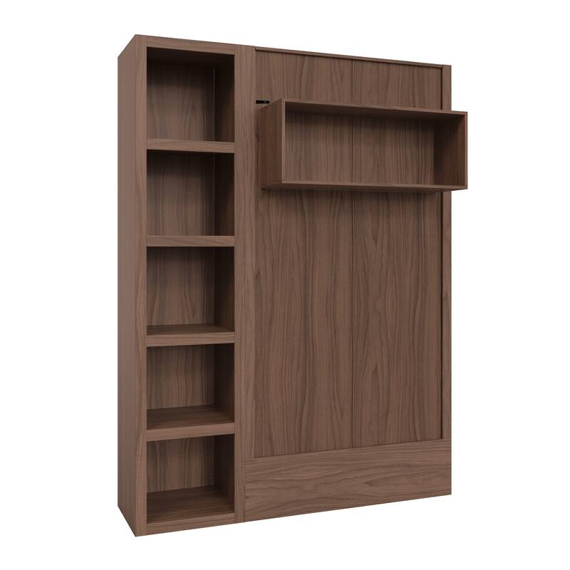 Easy-Lift Twin Murphy Wall Bed in with Bookshelf