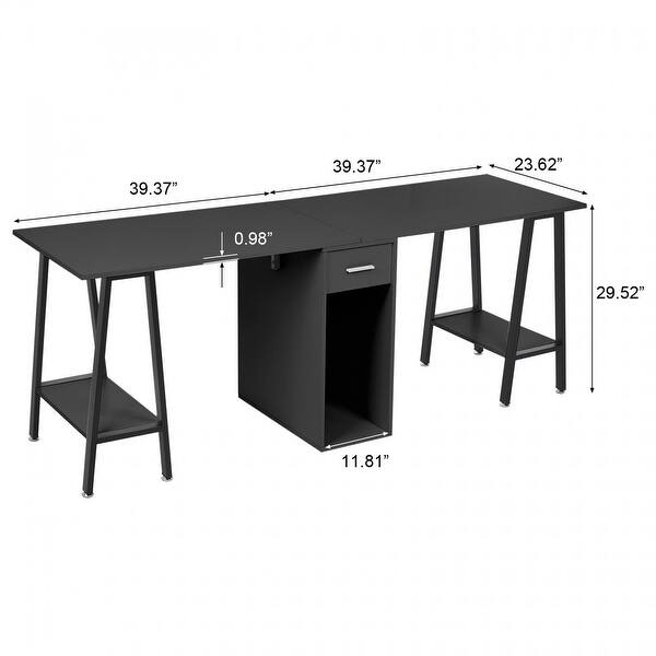 Two Person Computer Desk Double Workstation With Drawer Large Dual Work ...