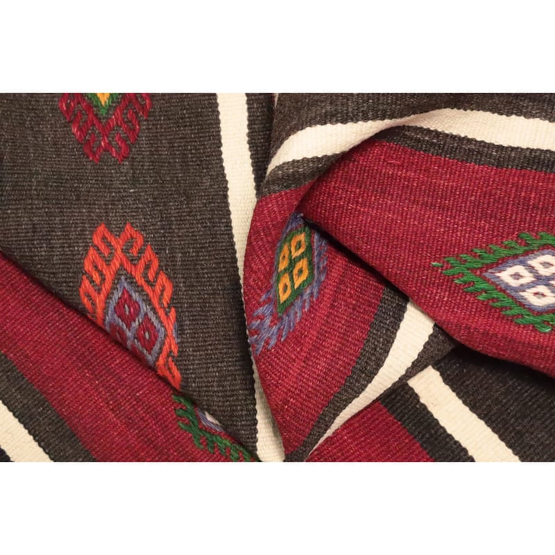 Hand Woven Oriental 100% Wool Carpet Southwestern Tribal Red Kilim Area Rug - 10' 5'' X 6' 0''