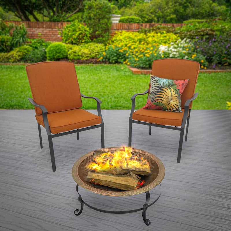 32" Copper Fire Pit with Stand and Tray Cover by National Tree Company