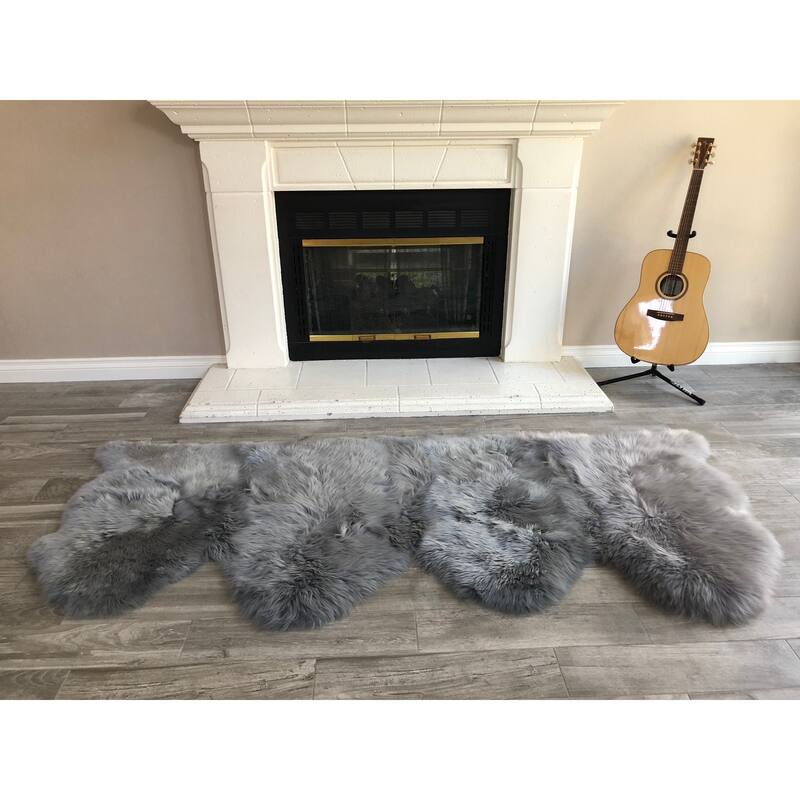 Dynasty Natural 4-Pelt Luxury Long Wool Sheepskin Shag Rug