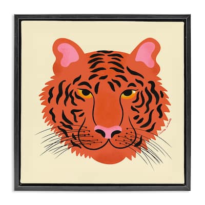 Stupell Modern Wild Tiger Face Framed Floater Canvas Wall Art Design By Carrie Cantwell