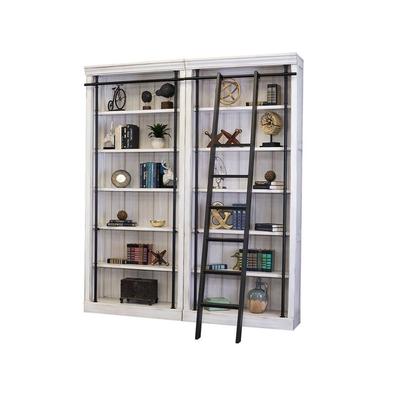 Avondale 8' Tall Bookcase Wall With Ladder, Storage Organizer, Display Shelf for Office, Brown - 80"W x 94"H x 15"D