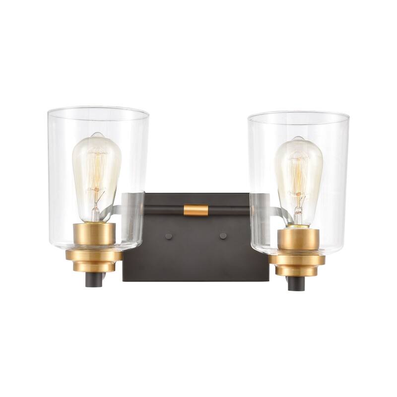 Elk Home Robins Matte Black With Clear Glass 2 Light Vanity Light