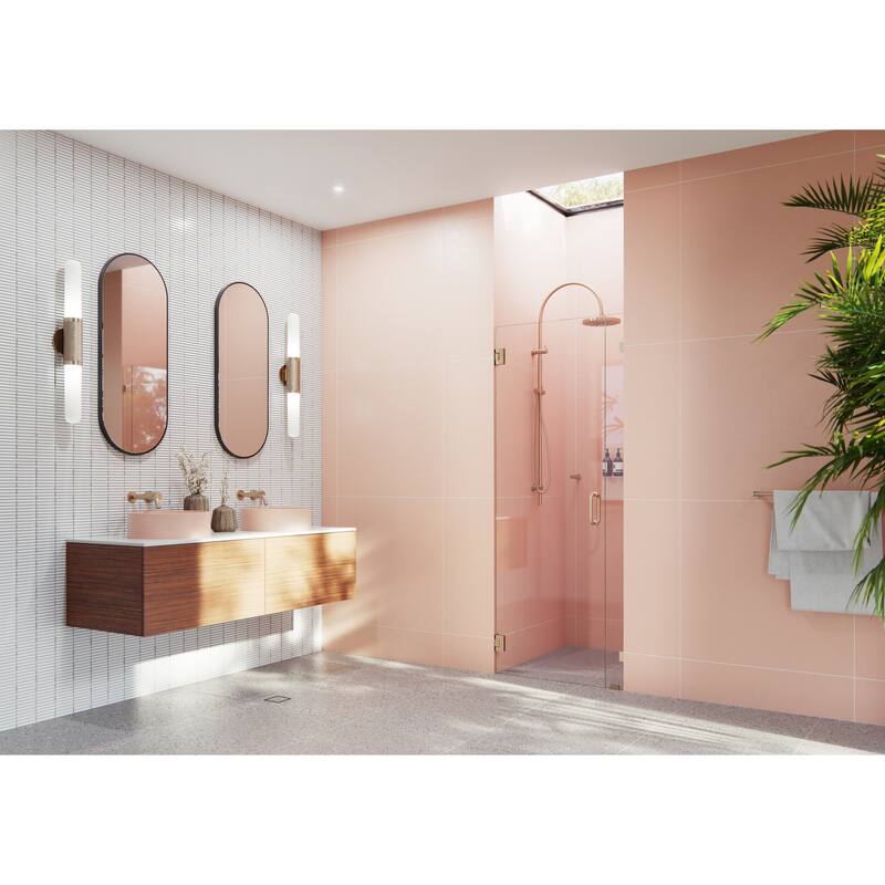 Glass Warehouse 78" x 34.75" Frameless Shower Door- Wall Hinge - Brushed Bronze