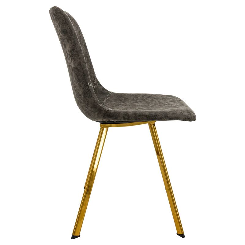 Markley Leather Dining Chair Set of 2 With Gold Metal Legs Modern Accent Side Chair