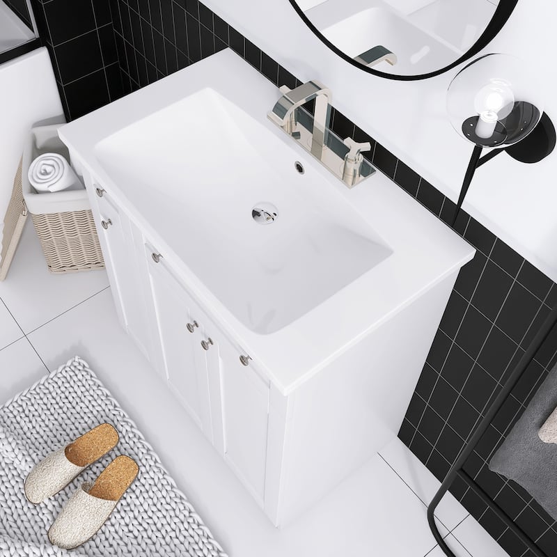 30 Inch MDF Freestanding Bathroom Vanity Set in White/ Grey/ Blue