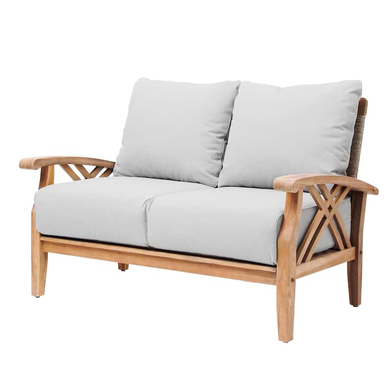 Cambridge Casual Carmel Teak Patio Loveseat with Cushion