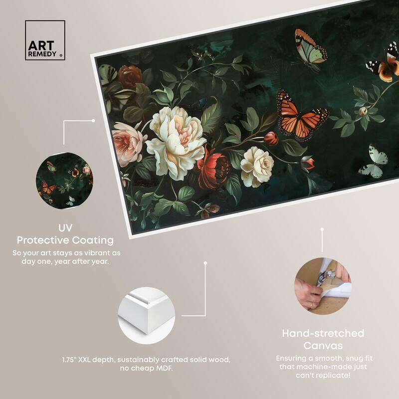 Emerald Floral Panoramic Canvas by Art Remedy