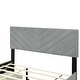 preview thumbnail 29 of 43, Upholstered Bed Queen Size Platform Bed with Sleek Chevron Headboard, Pullout Trundle Bed and 2 Drawers, Flannel