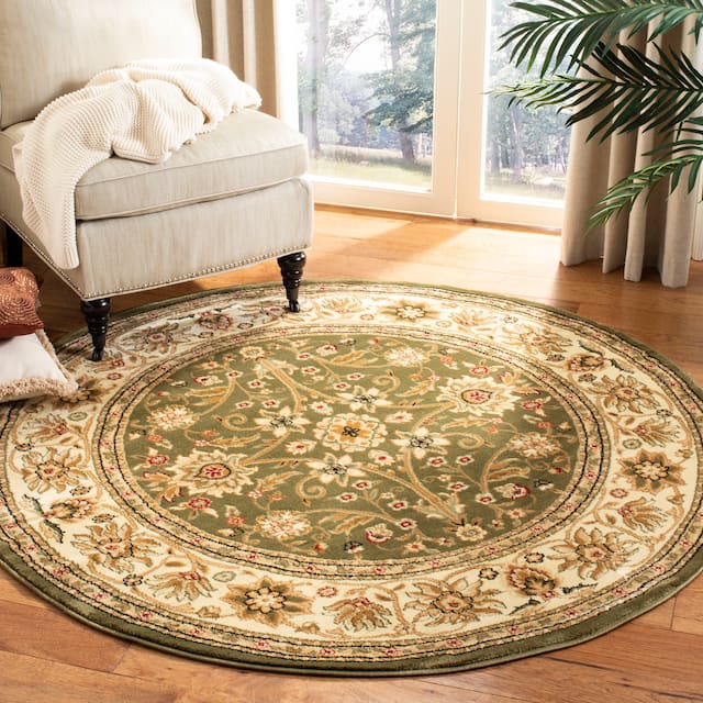 SAFAVIEH Lyndhurst Ambrogina Traditional Area Rug - 5'3" x 5'3" Round - Sage/Ivory
