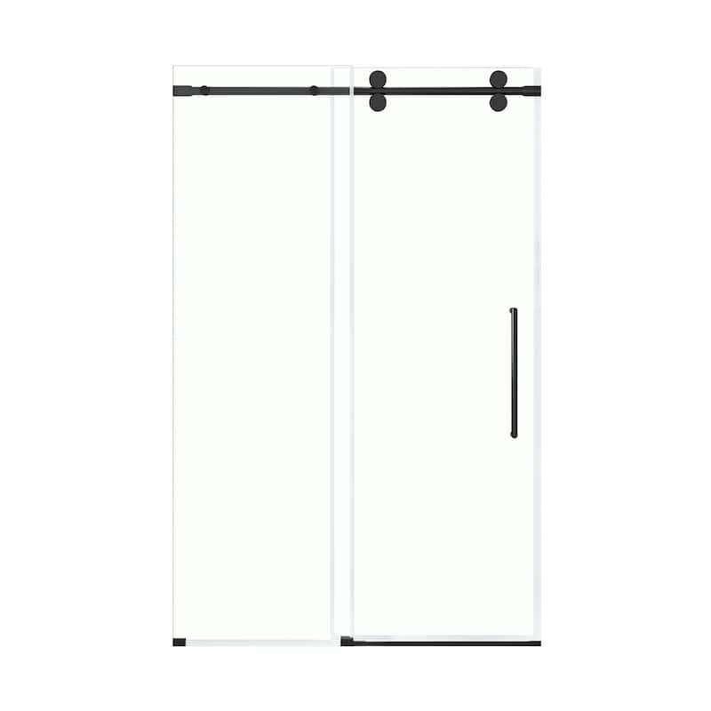 Reva Frameless Sliding Clear Alcove Shower Door Black