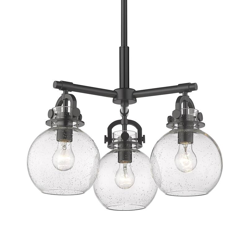 Innovations Lighting 410-3CR-16-20 Newton Sphere Pendant Newton Sphere - Matte Black / Seedy