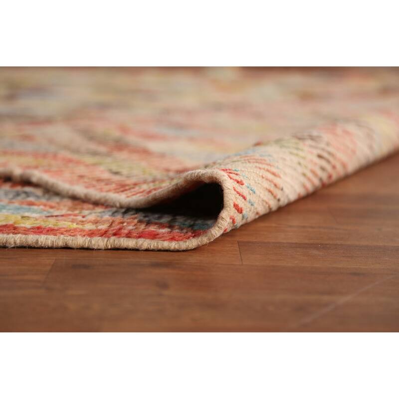 All-Over Trellis Geometric Moroccan Oriental Rug Handmade Wool Carpet - 6'7" x 9'11"