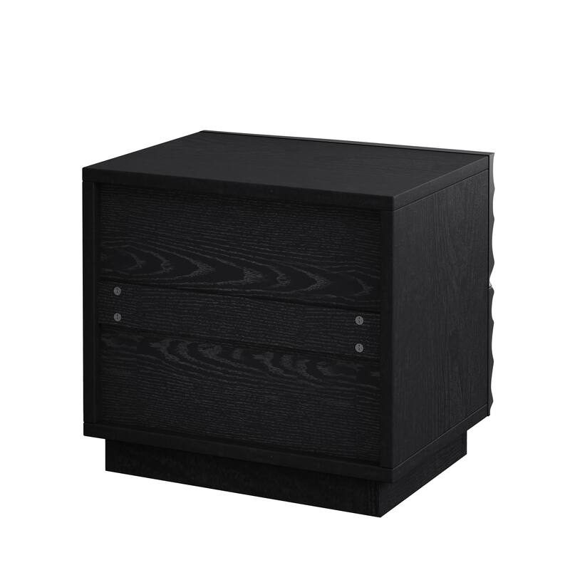 GDFStudio Orinthian Pine Solid Wood Nightstand with 2 Silent Slide Drawers