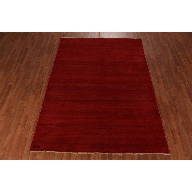 Gabbeh Modern Area Rug Handmade Oriental Red Wool Carpet - 5'6" x 7'10"